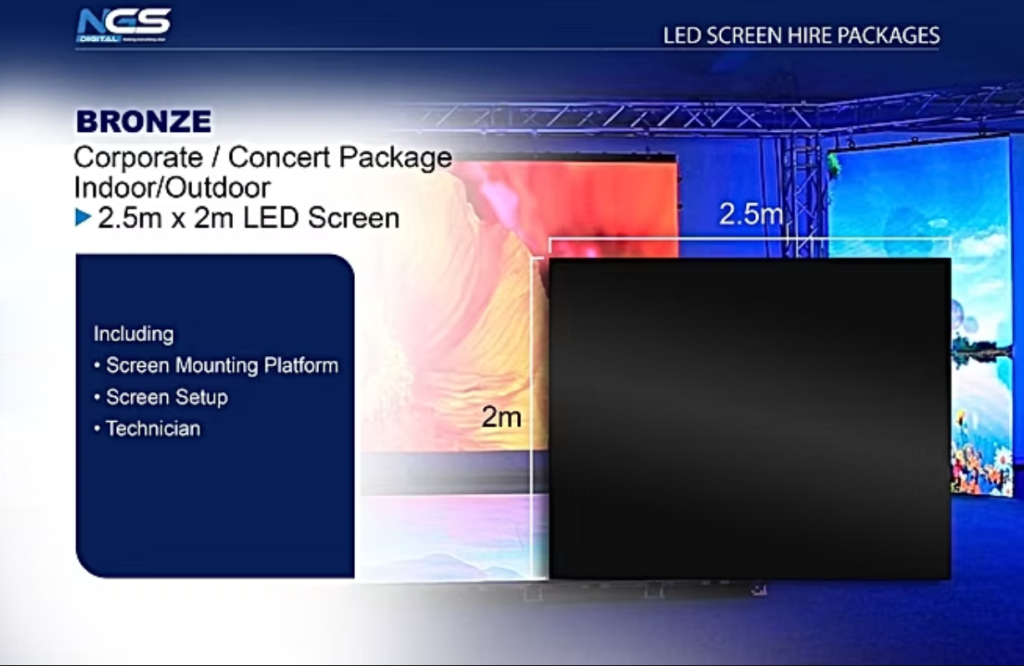 BRONZE LED HIRE PACKAGE 1